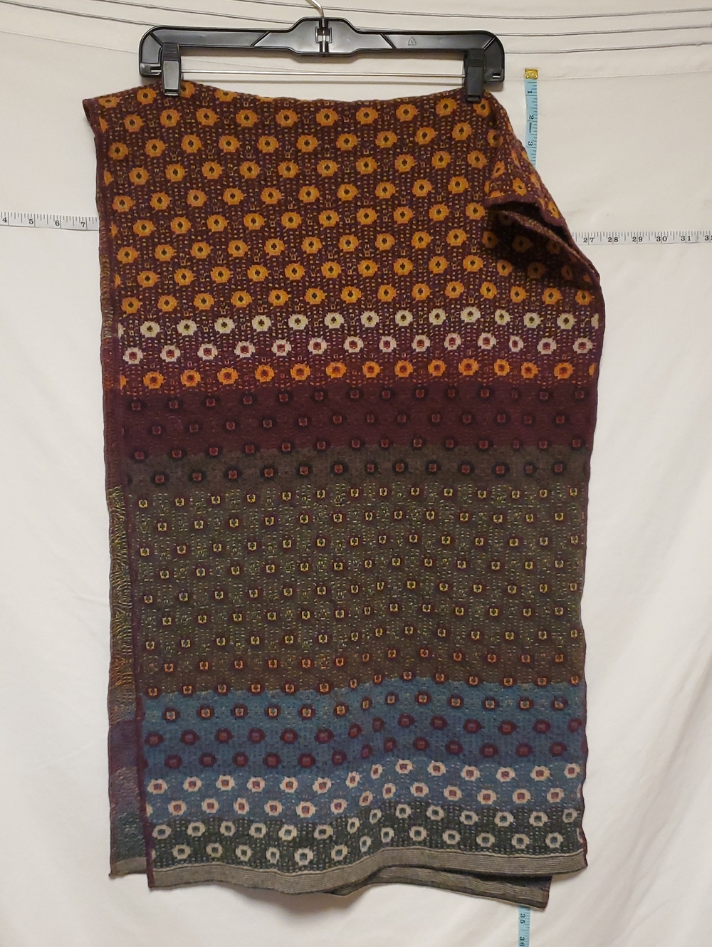 Catherine Andre Geometric Multi Color Wool Blend Scarf 68x20 Warm Staple Classic - Picture 3 of 5